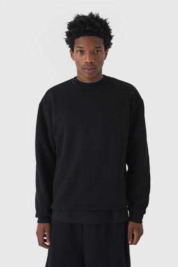 330GSM Oversized Basic Crew Neck Sweatshirt black