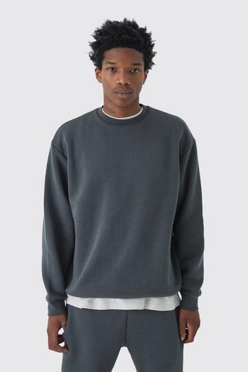 Charcoal Grey Basic Oversized Crew Neck Sweatshirt