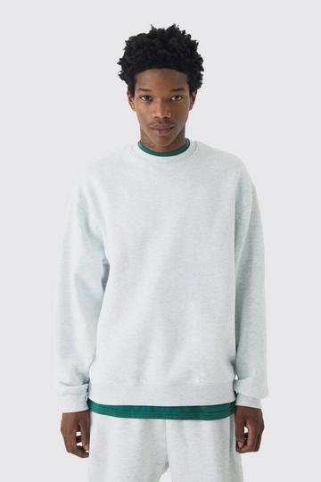 330GSM Oversized Basic Crew Neck Sweatshirt grey marl