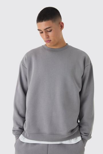 330GSM Oversized Basic Crew Neck Sweatshirt grey