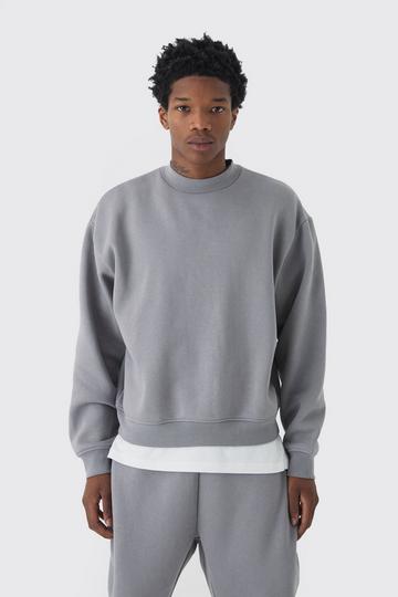 Grey 330GSM Oversized Basic Boxy Extended Neck Sweatshirt