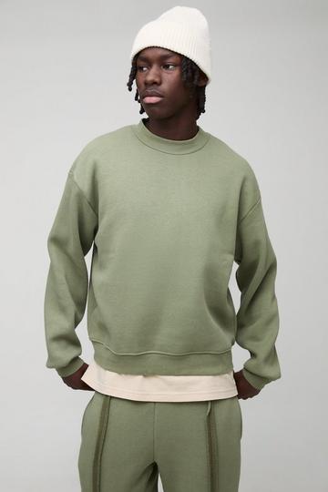 330GSM Oversized Basic Boxy Extended Neck Sweatshirt olive