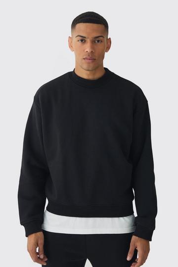 Black 330GSM Oversized Boxy Extended Neck Limited high Build Print Sweatshirt