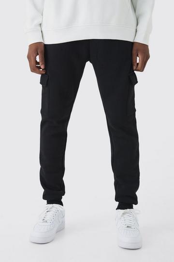 Black 330GSM Skinny Fit Basic Cargo Jogger