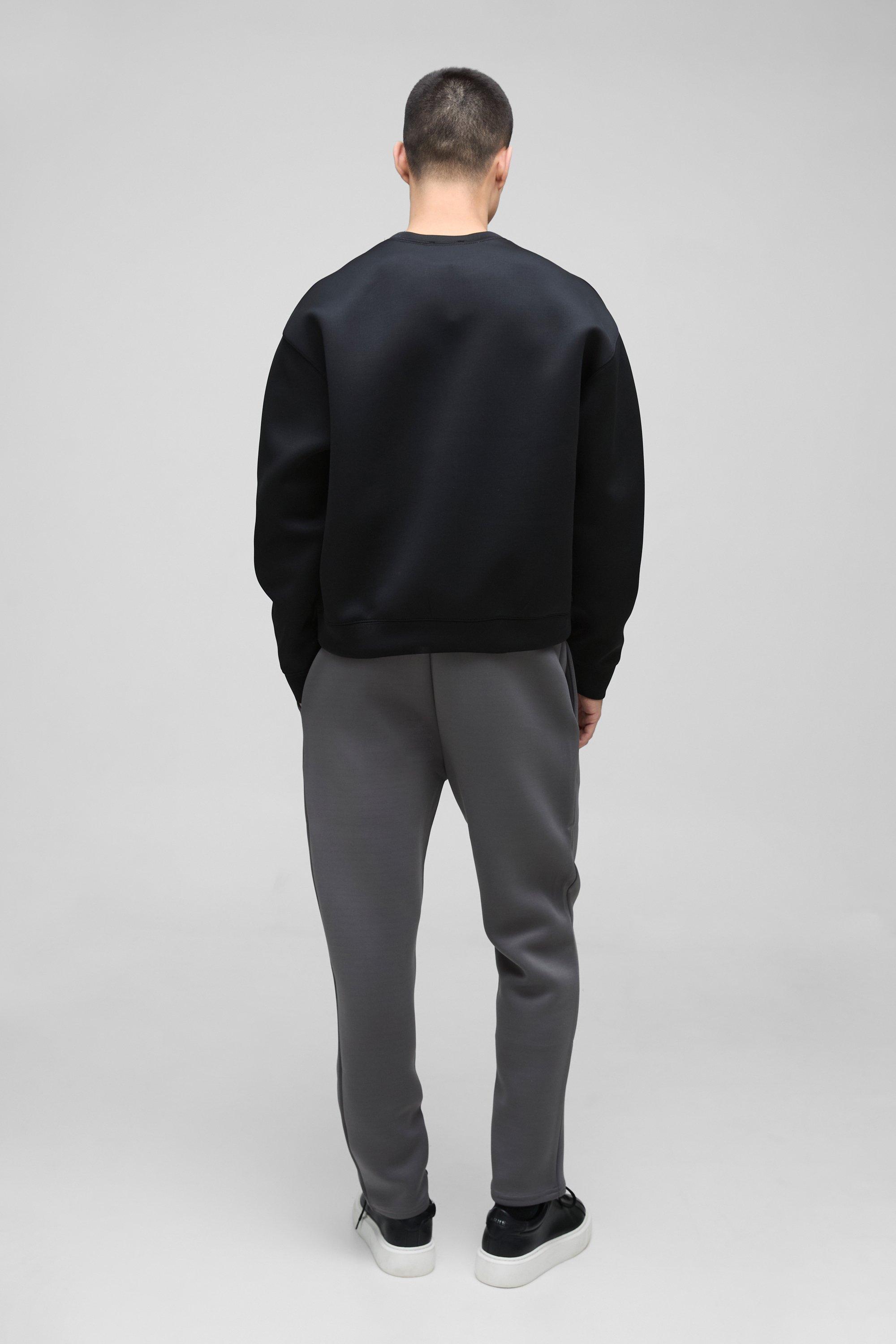 Slim Tapered Bonded Scuba Pintuck Jogger | boohoo IL