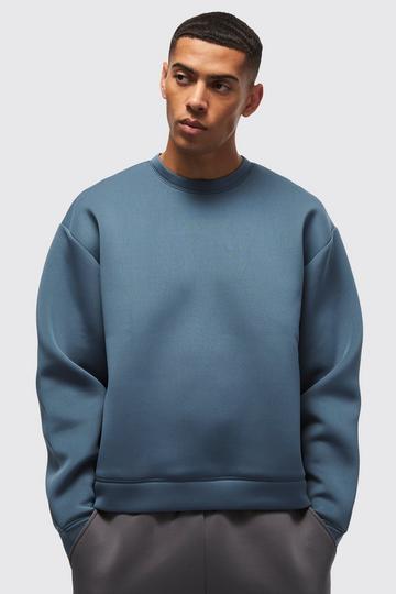 Blue Oversized Boxy Bonded Scuba Sweatshirt