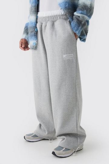 Wide Leg Tie Cuff Double Waistband Joggers grey marl