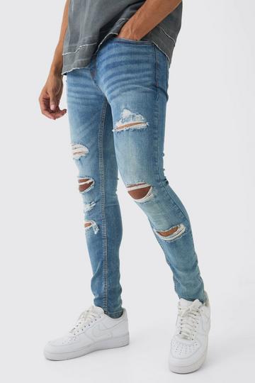 Skinny Fit All Over Ripped Jeans light blue