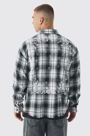 Oversized Bandana Print Check Shirt black