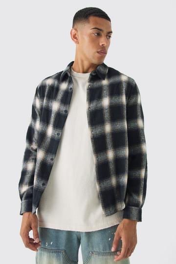 Regular Fit Star Print Check Shirt black