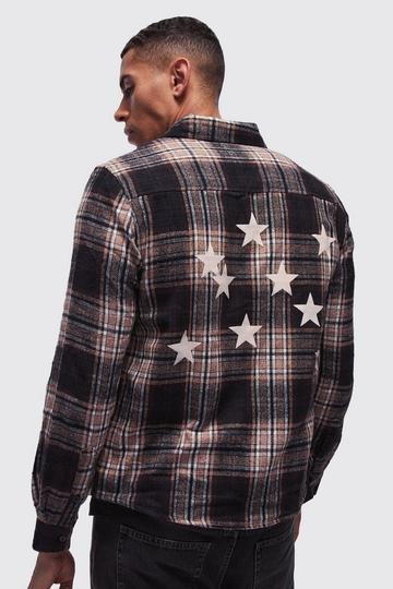 Regular Fit Star Print Check Shirt black