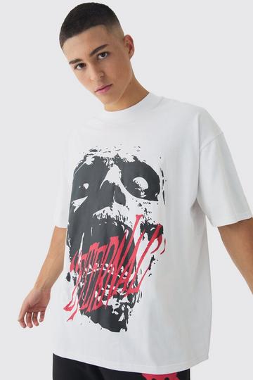 Oversized Extended Neck Eternal Print T-Shirt white