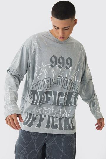 Oversized Faux Layer OFFCL Long Sleeve T-Shirt grey