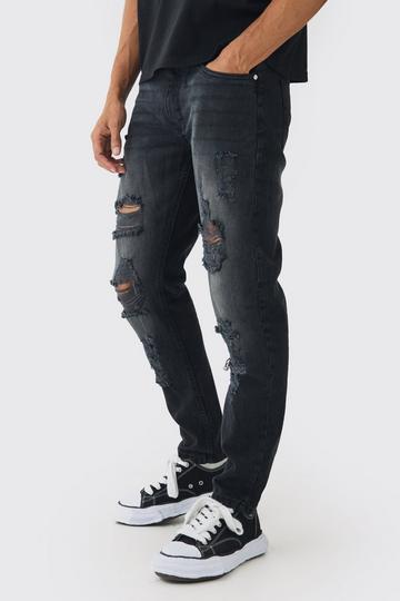 Black Slim Fit Ripped Jeans