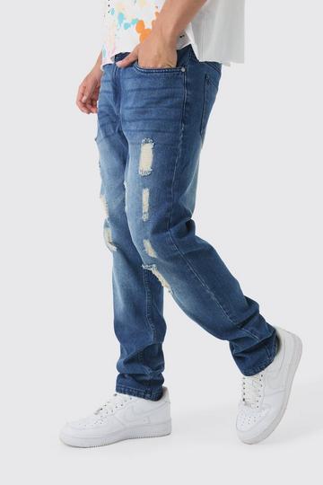 Slim Fit Ripped Distressed Jeans mid blue