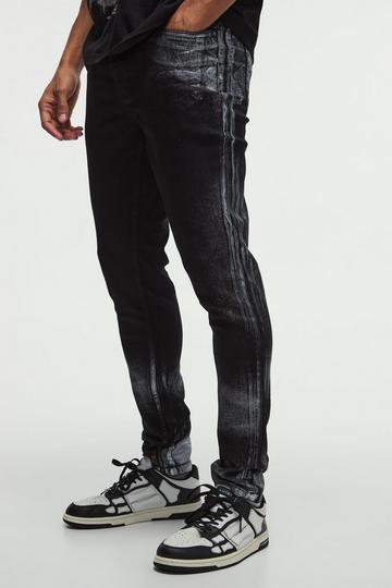 Black Skinny Stretch Sliver Metallic Coated Denim Jeans