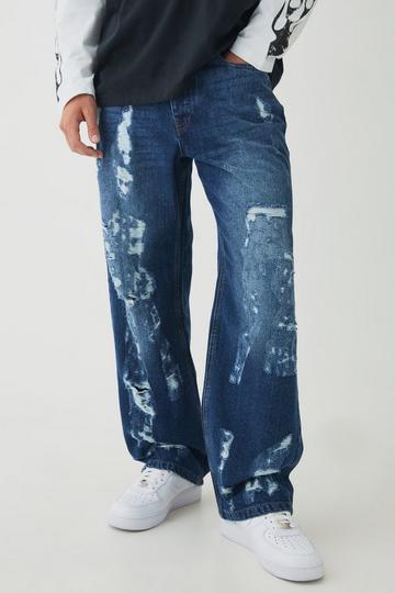 Relaxed Distressed Nibbled Jeans mid blue