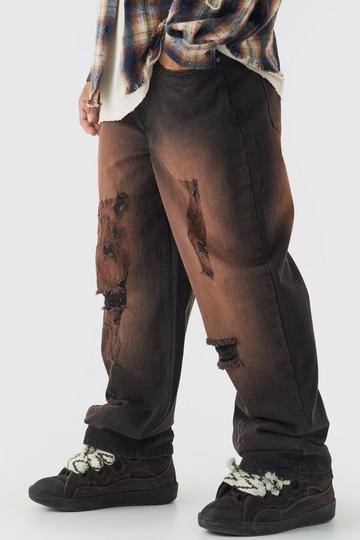 Relaxed Distressed Nibbled Jeans brown