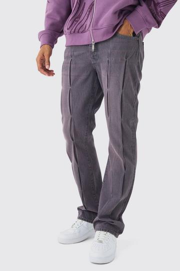 Slim Rigid Flare Pintuck Denim Jeans purple