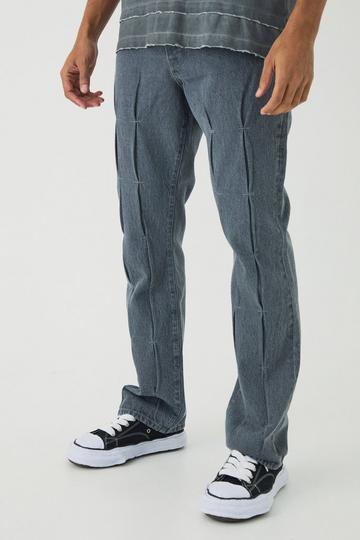 Onbewerkte Flared Slim Fit Jeans Met Biezen grey