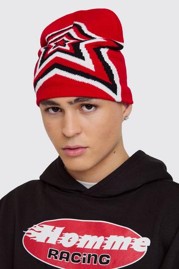 Star Graphic Beanie in Red red