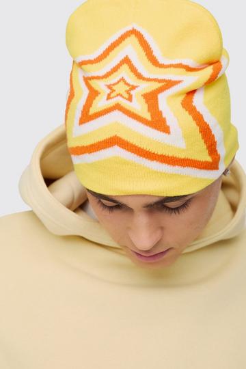 Yellow Star Graphic Beanie in Yellow