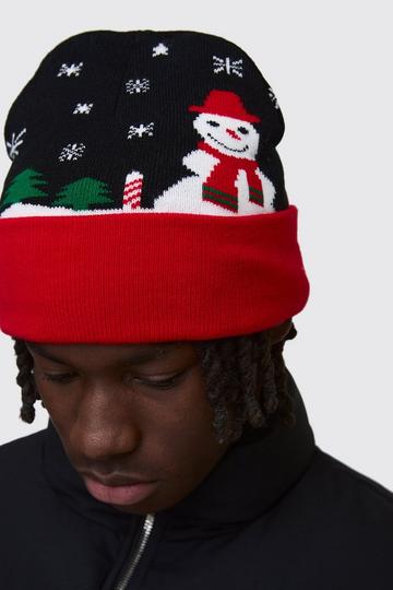 Festive Graphic Beanie in Black black