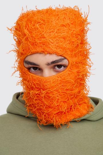 Eyelash Knit Face Covering in Orange orange