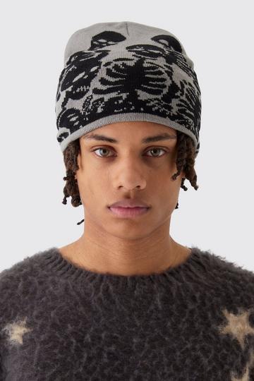 Skeleton Graphic Beanie in Charcoal charcoal