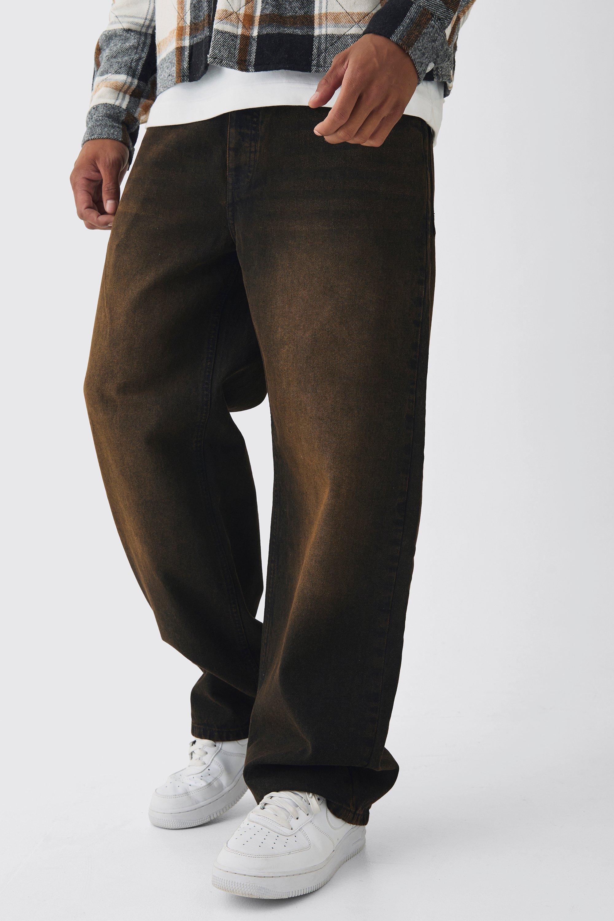 Relaxed Rigid Brown Washed Jeans