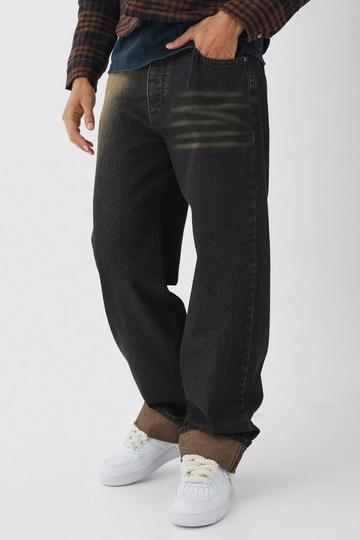 Relaxed Brown Spray Wash Turn Up Hem Jeans brown