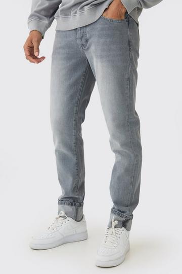 Slim Fit Turn Up Hem Jeans mid grey