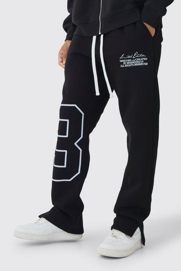 Regular Split Hem Varsity Printed Jogger black