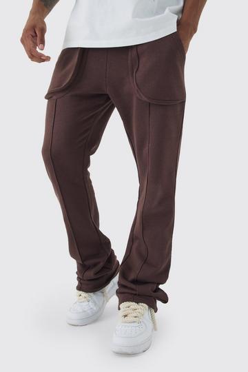 Chocolate Brown Slim Fit Flared Stacked 3D Pocket Jogger