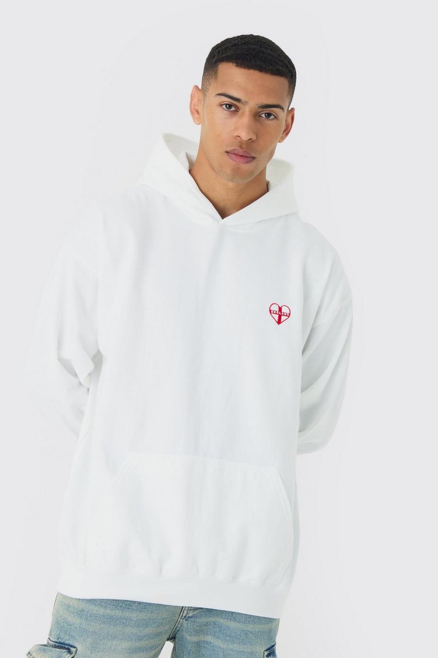 White Oversized England Embroidered Hoodie image number 1