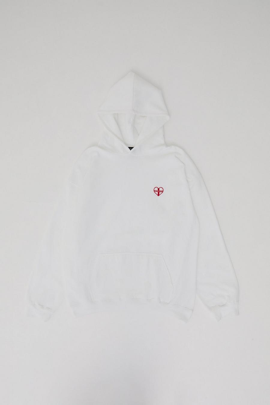 White Oversized England Embroidered Hoodie