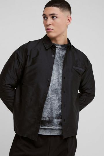 Black Regular Fit Taffeta Pocket Detail Overshirt