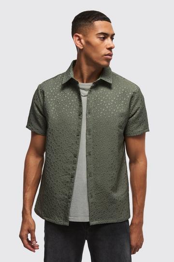 Regular Fit Leopard Jacquard Shirt gun metal