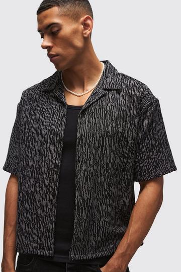 Oversized Boxy Jacquard Abstract Overhemd black