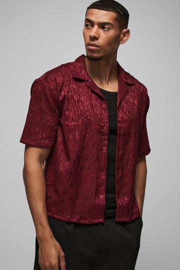 Oversized Boxy Jacquard Abstract Overhemd burgundy