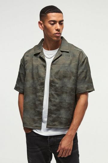 Oversized Jacquard Boxy Shirt khaki