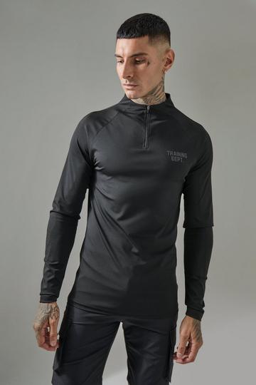 Tall Man Active Training Dept Muscle Fit 1/4 Zip black