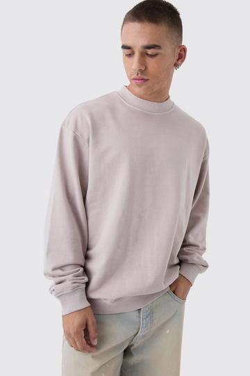 Oversized Extended Neck Acid Wash Sweatshirt taupe