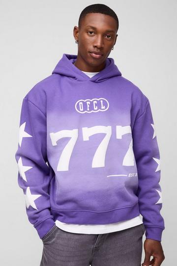 Oversized Boxy Acid Wash Hoodie purple