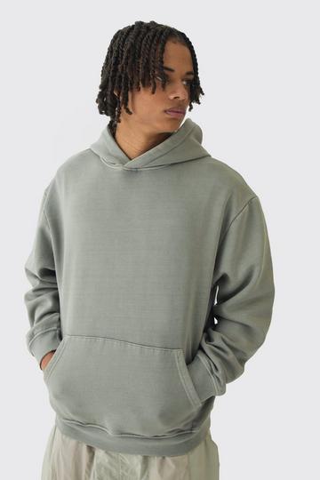 Oversized Boxy Acid Wash Hoodie khaki