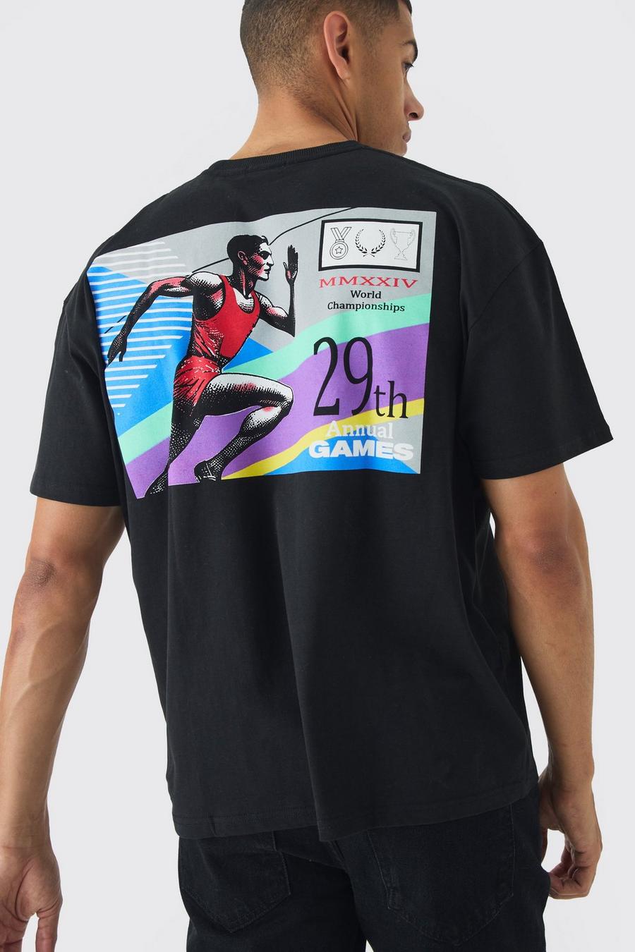 Oversized Boxy Running Stamp Print T-Shirt | boohoo Oversized Boxy Running Stamp Print T-Shirt | boohoo