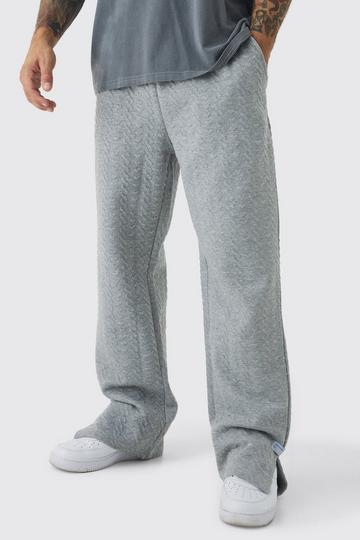 Baggy Herringbone Joggingbroek Met Split En Geweven Label grey