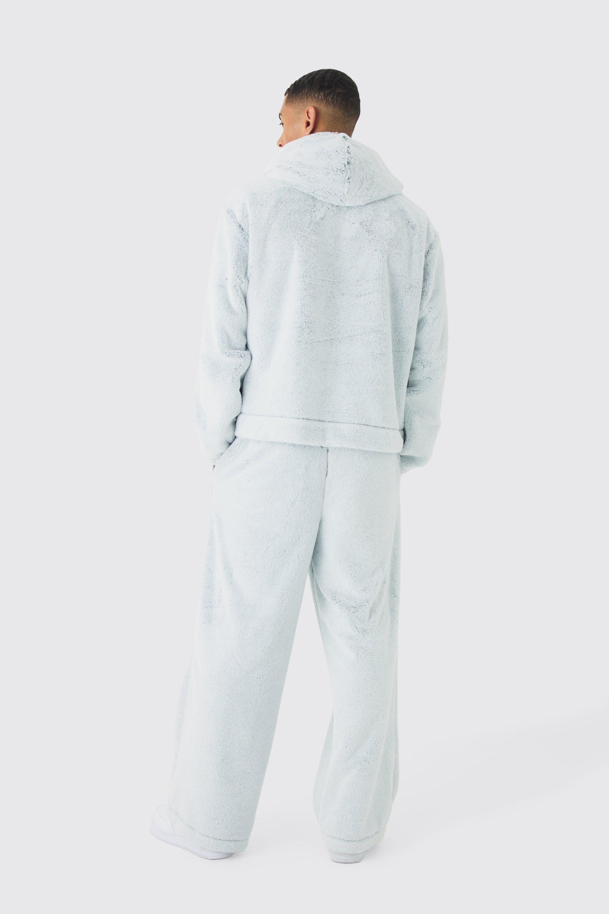 Wide Leg Fluffy Two Tone Joggers boohoo IE
