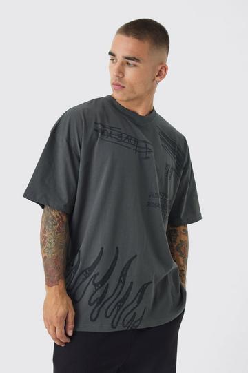 Oversized AOP Doodle T-shirt charcoal