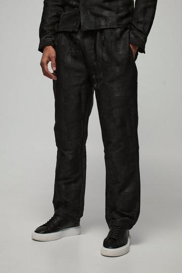 Straight Leg Textured Jacquard Trouser black